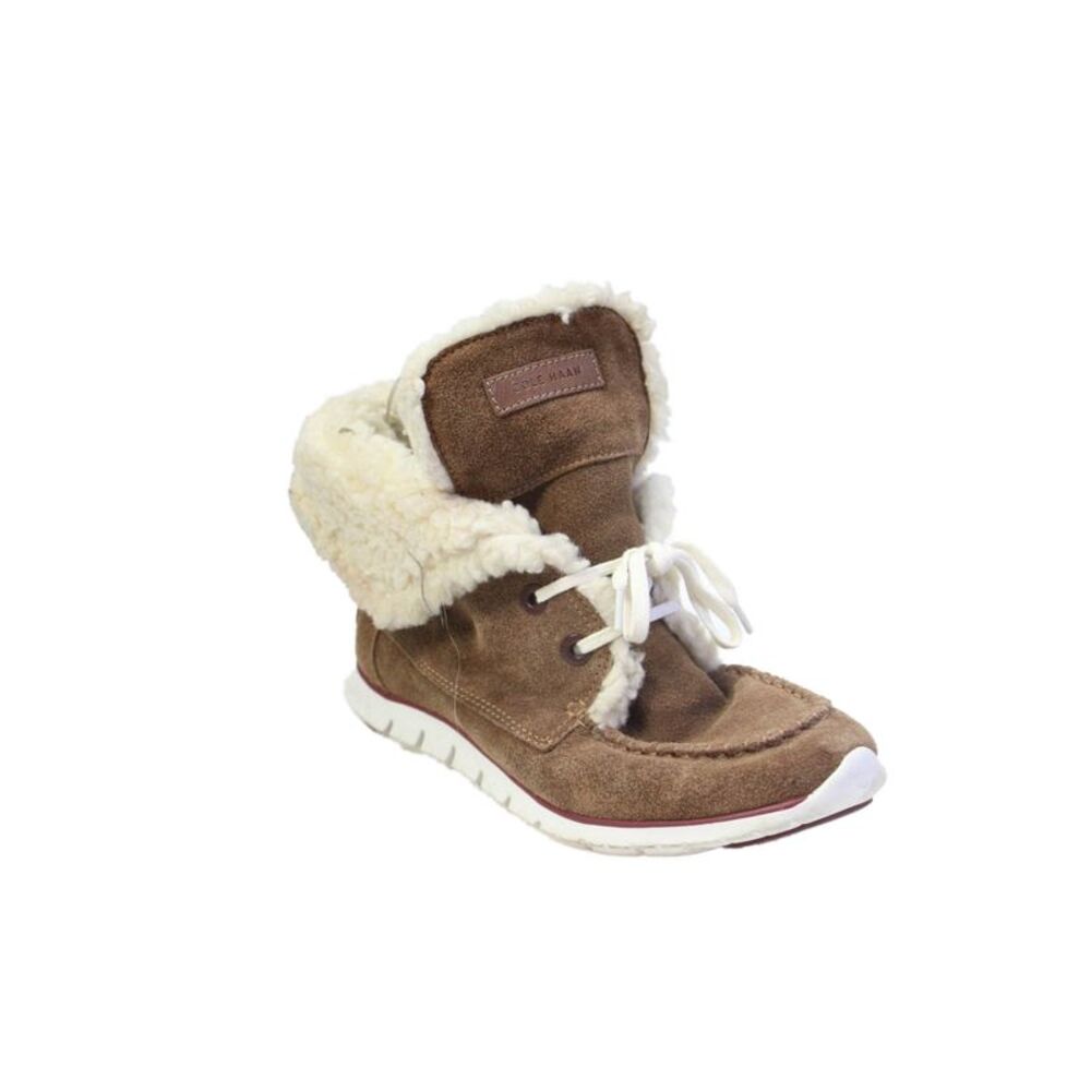 Cole Haan Grand.OS Womens Leather Fold Over Ankle Boots Brown Size 8.5